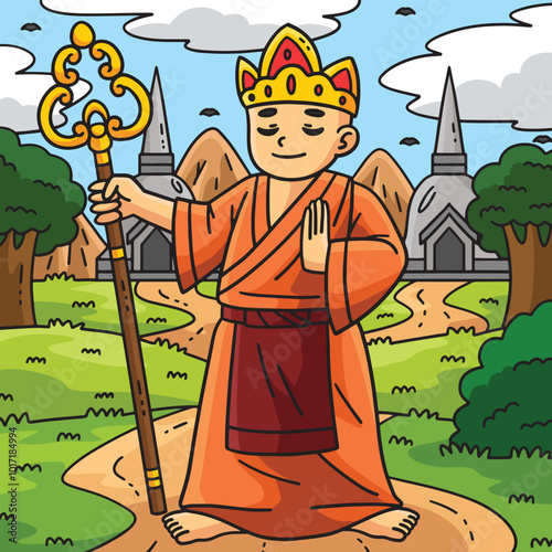 Buddhism Buddhist Buddha with Crown Colored