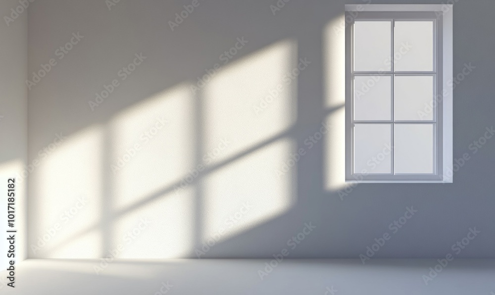 Minimalist shot of a single window in a plain wall, with soft light casting gentle shadows, creating a scene of quiet simplicity Minimalist shot of a single window in a plain wall, with soft light casting gentle shadows, creating a scene of quiet simplicity