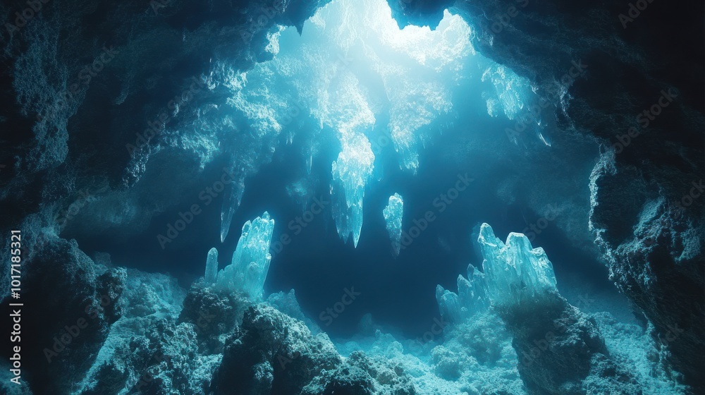 Fototapeta premium Underwater Cave with Light