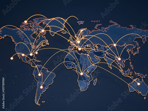 Red cuántica que une al mundo. Concepto de globalización y comunicaciónes