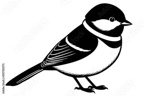 Black-capped Chickadee silhouette vector illustration