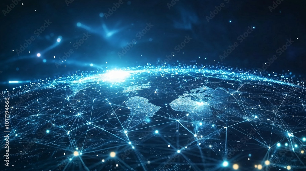 Global Network with Interconnected Nodes and Bright Spots Global Network with Interconnected Nodes and Bright Spots