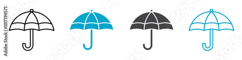 umbrella icon Simple vector set isolated photo