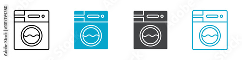 washing machine icon Simple vector set isolated