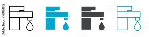 water tap icon Simple vector set isolated