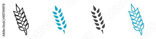 wheat icon Simple vector set isolated