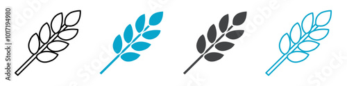 wheat icon Simple vector set isolated
