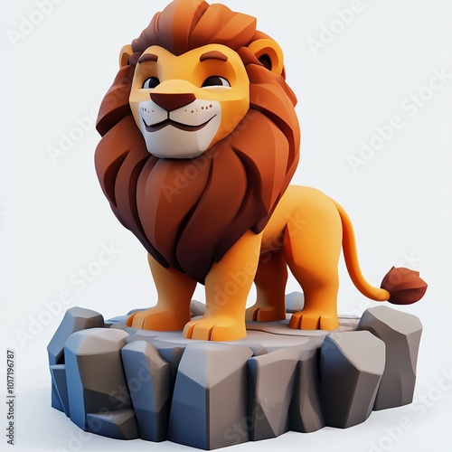 3D Cave Lion Icon: Fierce Prehistoric Predator Illustration Logo photo