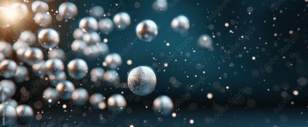 Dynamic Flow of Metallic Spheres in a Vivid Abstract Environment