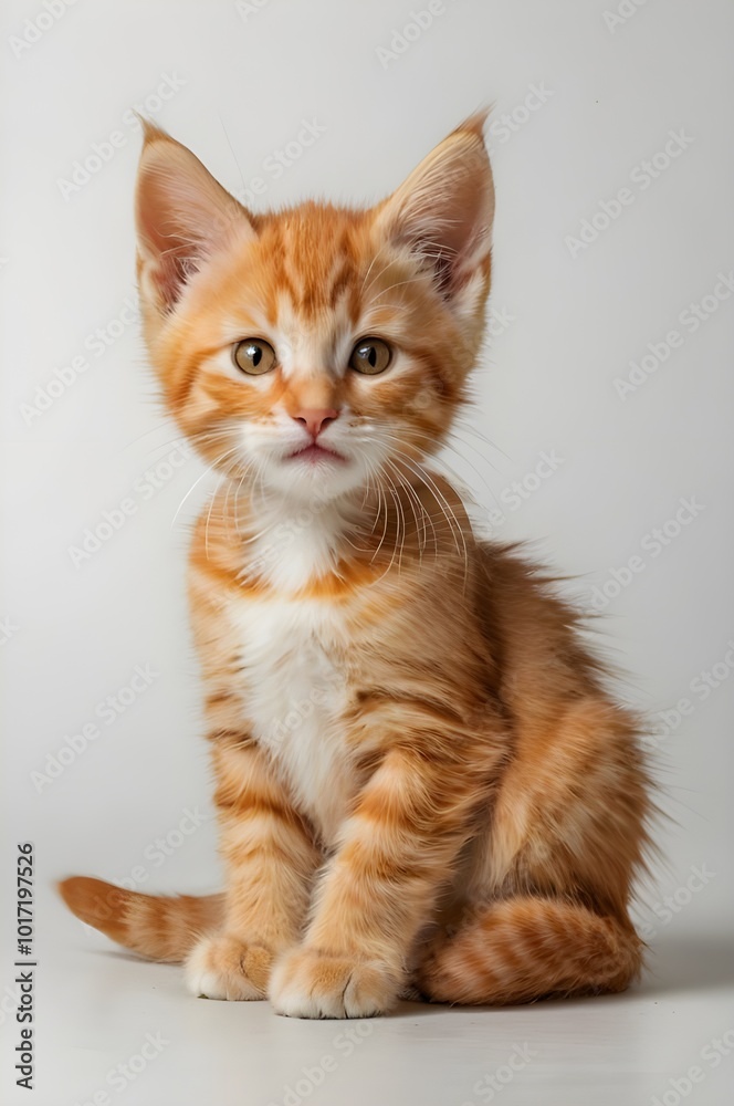 Orange kitten with white background Orange kitten with white background