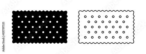 Set of whole rectangular cracker icons. Sweet or salty biscuit cookies rectangle shapes. Popular crunchy snacks isolated on white background. Vector graphic illustration.