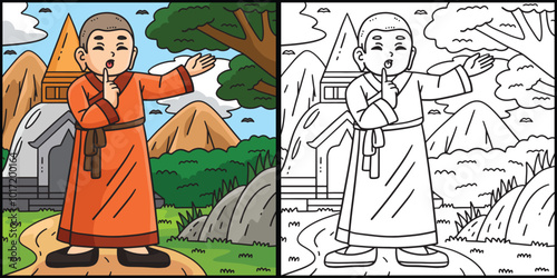 Buddhism Buddhist Monk Quiet Sign Illustration