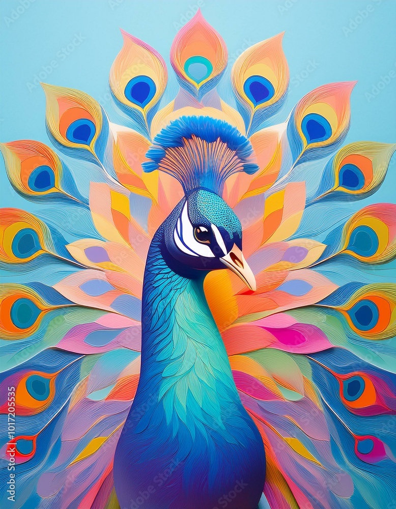 Colorful peacock with a blue and green body Colorful peacock with a blue and green body