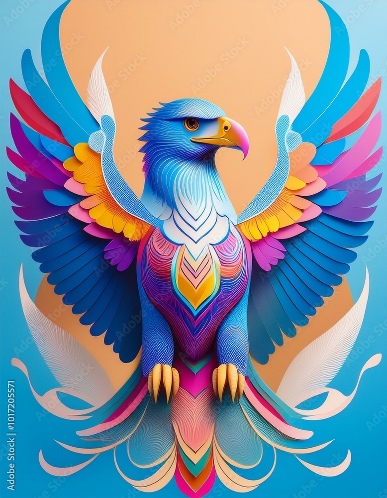 Obraz premium Colorful paper art eagle