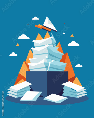 A mound of paperwork a physical manifestation of the stress and hard work that goes into applying for a job.. Vector illustration