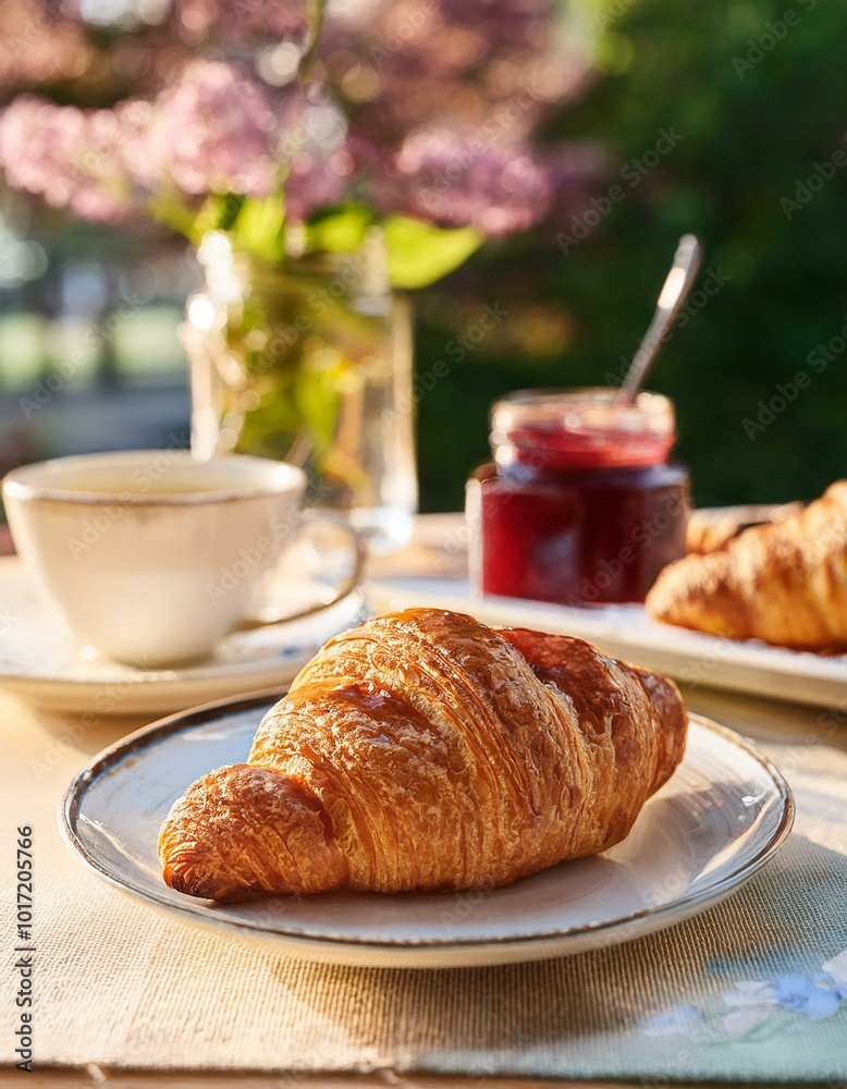 Freshly baked croissant on plate Freshly baked croissant on plate