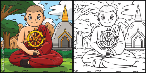 Buddhism Buddhist Monk Dharmachakra Illustration