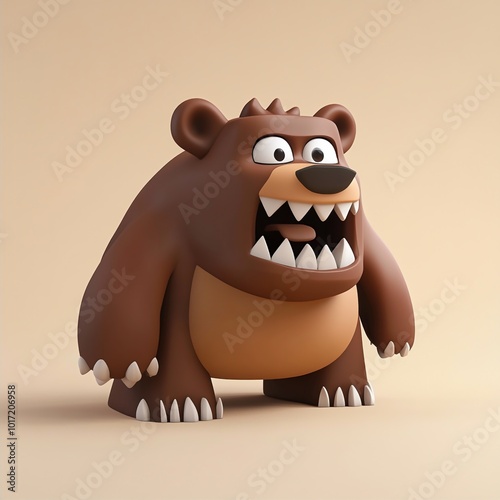3D Cave Bear Icon: Prehistoric Animal from the Ice Age Illustration Logo