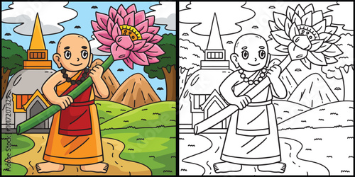Buddhism Buddha Giant Lotus Flower Illustration