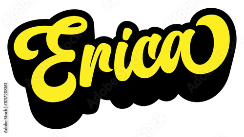 Given name Erica written in retro groovy three-dimensional script lettering