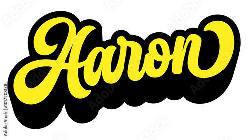 Given name Aaron written in retro groovy three-dimensional script lettering
