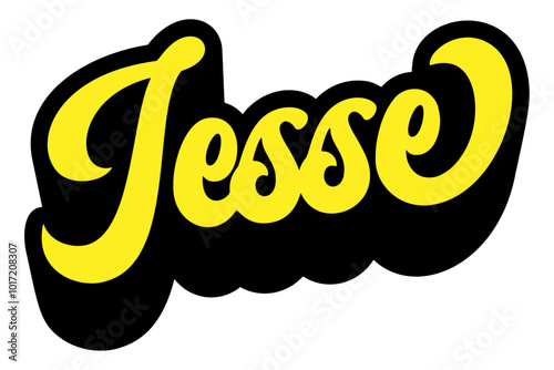 Given name Jesse written in retro groovy three-dimensional script lettering photo