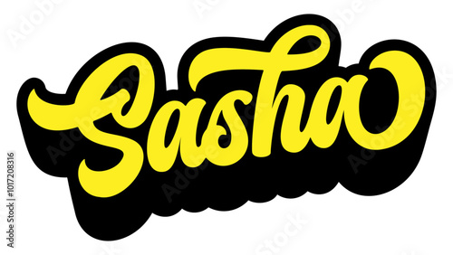 Quadro em tela Given name Sasha written in retro groovy three-dimensional script lettering