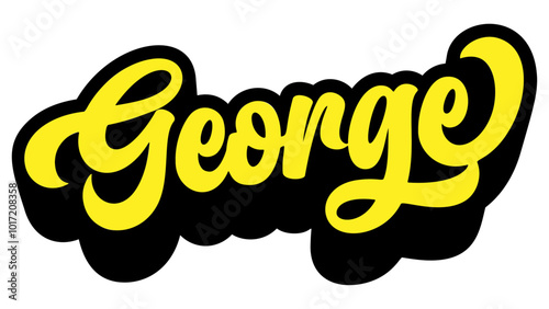 Given name George written in retro groovy three-dimensional script lettering