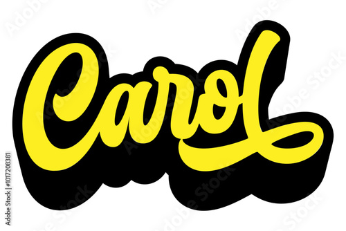 Given name Carol written in retro groovy three-dimensional script lettering