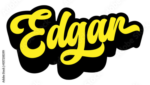 Given name Edgar written in retro groovy three-dimensional script lettering