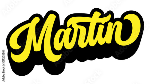 Given name Martin written in retro groovy three-dimensional script lettering