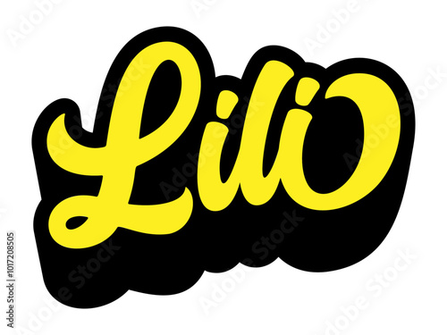Given name Lili written in retro groovy three-dimensional script lettering