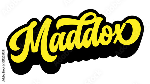 Given name Maddox written in retro groovy three-dimensional script lettering