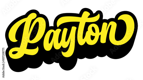 Given name Payton written in retro groovy three-dimensional script lettering photo