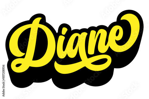 Given name Diane written in retro groovy three-dimensional script lettering