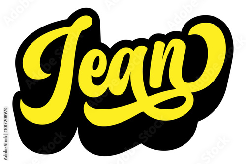 Given name Jean written in retro groovy three-dimensional script lettering