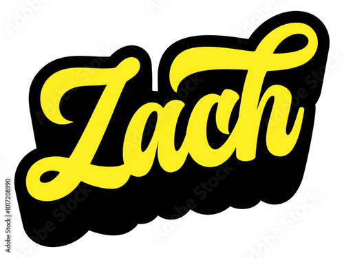 Given name Zach written in retro groovy three-dimensional script lettering photo