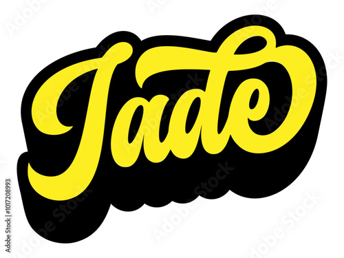 Given name Jade written in retro groovy three-dimensional script lettering