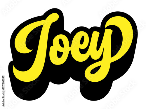 Given name Joey written in retro groovy three-dimensional script lettering