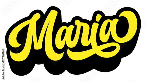 Given name Maria written in retro groovy three-dimensional script lettering
