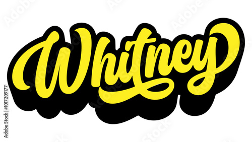 Given name Whitney written in retro groovy three-dimensional script lettering