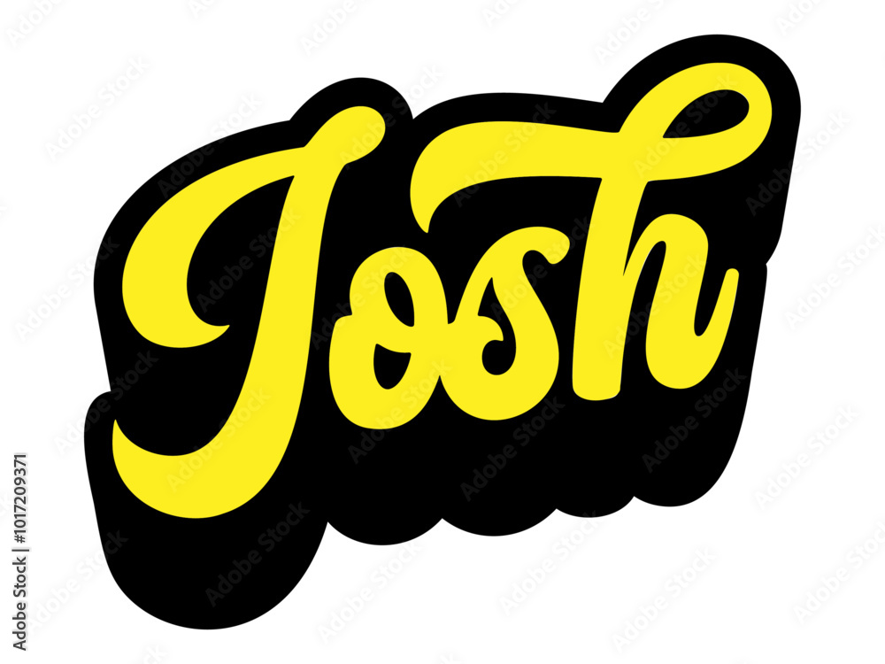 Given name Josh written in retro groovy three-dimensional script lettering Given name Josh written in retro groovy three-dimensional script lettering