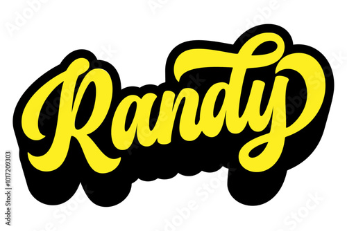 Given name Randy written in retro groovy three-dimensional script lettering photo