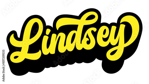 Given name Lindsey written in retro groovy three-dimensional script lettering photo