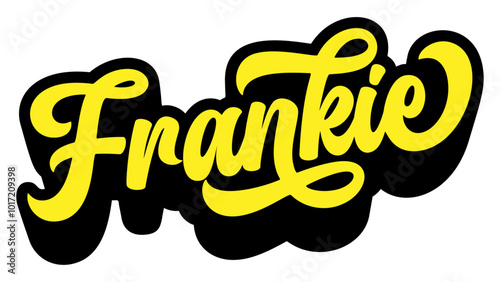 Given name Frankie written in retro groovy three-dimensional script lettering photo