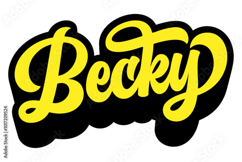 Given name Becky written in retro groovy three-dimensional script lettering photo