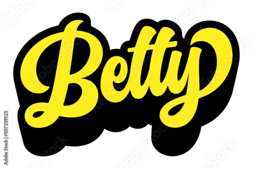 Given name Betty written in retro groovy three-dimensional script lettering