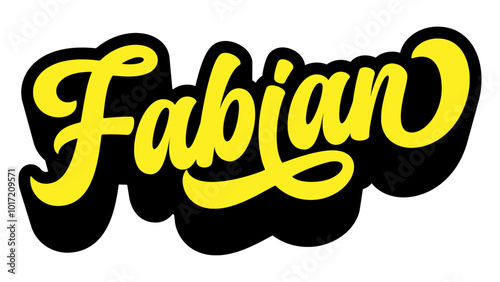 Given name Fabian written in retro groovy three-dimensional script lettering
