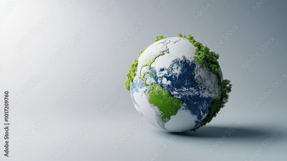 Sustainable Global Market Concept with Earth and Greenery Sustainable Global Market Concept with Earth and Greenery