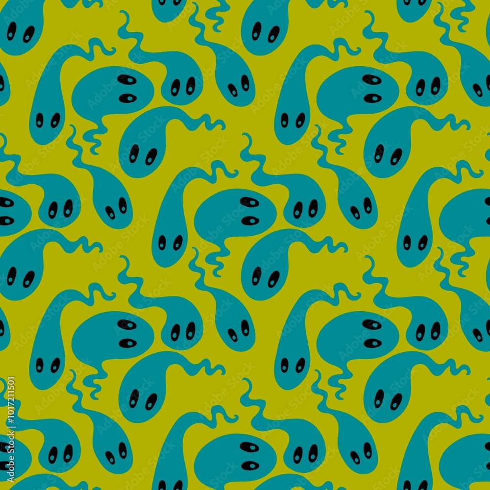 Halloween ghost seamless cartoon pattern for wrapping paper and fabrics
